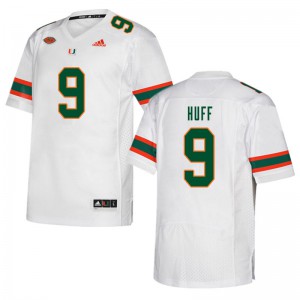 Men's Avery Huff White Miami Hurricanes #9 Football Jerseys