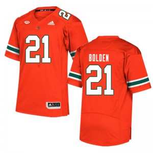 Men's Bubba Bolden Orange University of Miami #21 Official Jersey