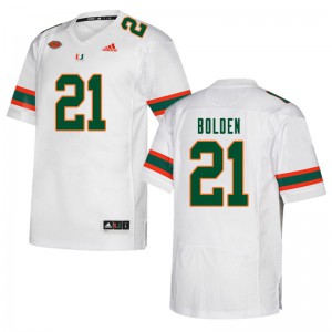 Mens Bubba Bolden White Miami #21 Embroidery Jersey