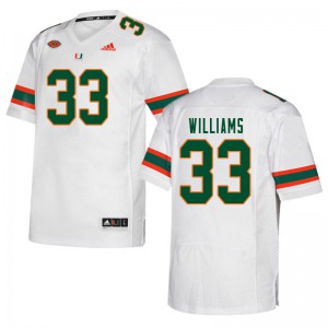 Men Chantz Williams White Miami Hurricanes #33 Embroidery Jerseys