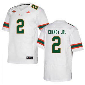 Mens Donald Chaney Jr. White Miami Hurricanes #2 Official Jersey