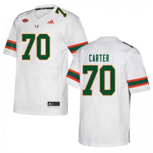 Mens Earnest Carter White University of Miami #70 Embroidery Jerseys