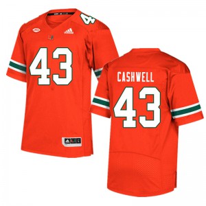 Men Isaiah Cashwell Orange University of Miami #43 Embroidery Jerseys
