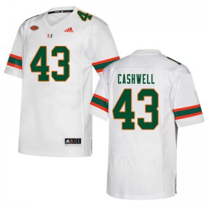 Men Isaiah Cashwell White Miami Hurricanes #43 Official Jersey