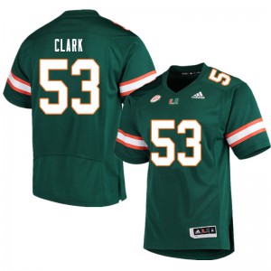 Men Jakai Clark Green Miami #53 Official Jersey