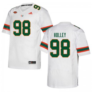 Men's Jalar Holley White Miami #98 Stitched Jerseys