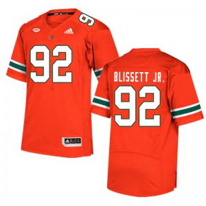 Men's Jason Blissett Jr. Orange Miami #92 College Jerseys