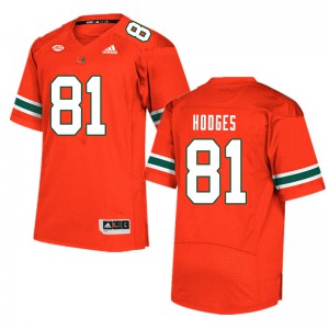 Mens Larry Hodges Orange Miami Hurricanes #81 University Jerseys