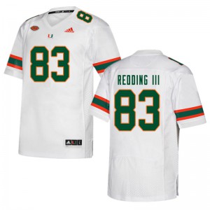 Mens Michael Redding III White Hurricanes #83 Official Jersey