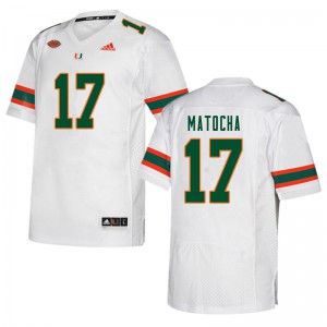 Mens Peyton Matocha White Miami Hurricanes #17 Stitched Jersey