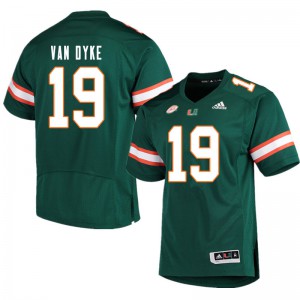 Mens Tyler Van Dyke Green University of Miami #19 Football Jerseys