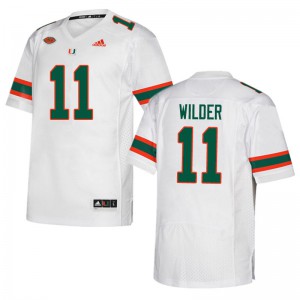 Men's De'Andre Wilder White Miami #11 Football Jersey
