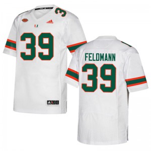 Men's Gannon Feldmann White Miami Hurricanes #39 University Jerseys