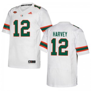 Men Jahfari Harvey White University of Miami #12 Player Jersey