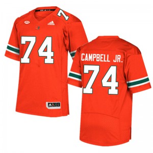 Men's John Campbell Jr. Orange Hurricanes #74 NCAA Jerseys