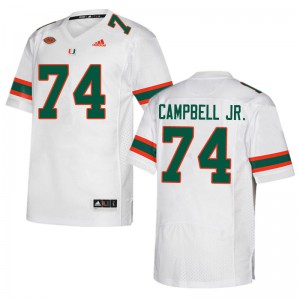 Men John Campbell Jr. White University of Miami #74 University Jersey