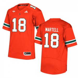 Men's Tate Martell Orange Miami #18 NCAA Jersey