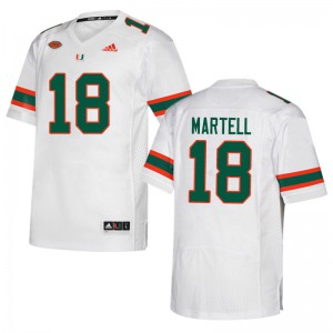 Mens Tate Martell White Miami #18 Stitched Jersey