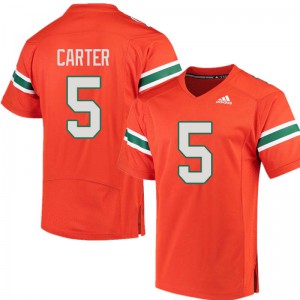Men Amari Carter Orange University of Miami #5 Stitch Jersey
