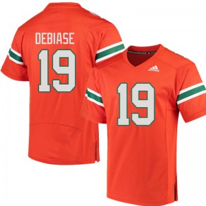 Men Augie DeBiase Orange Hurricanes #19 College Jersey