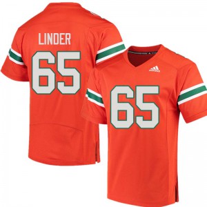 Men's Brandon Linder Orange Miami Hurricanes #65 Embroidery Jerseys