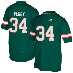 Men Charles Perry Green Miami Hurricanes #34 Official Jerseys