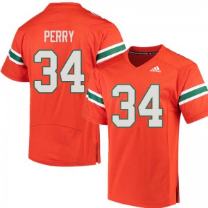 Mens Charles Perry Orange Miami #34 Embroidery Jerseys