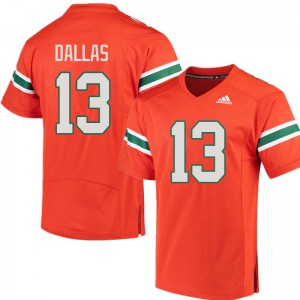 Men DeeJay Dallas Orange University of Miami #13 Football Jerseys