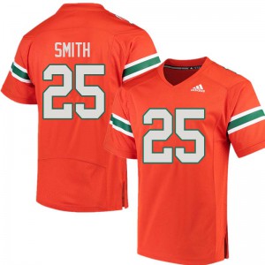 Men's Derrick Smith Orange Hurricanes #25 Embroidery Jerseys