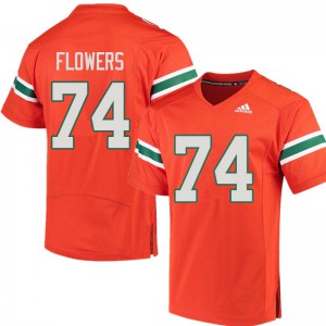Men's Ereck Flowers Orange Hurricanes #74 Football Jerseys