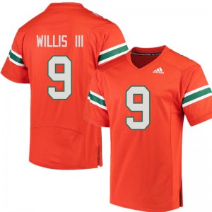 Men Gerald Willis III Orange University of Miami #9 Stitch Jersey