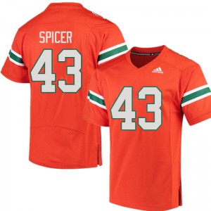 Men Jack Spicer Orange University of Miami #43 University Jerseys