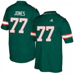 Mens Jahair Jones Green Miami Hurricanes #77 Football Jersey