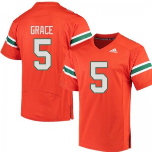 Mens Jermaine Grace Orange University of Miami #5 College Jerseys