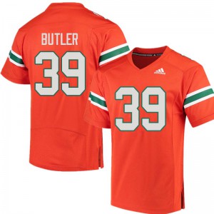 Mens Jordan Butler Orange Miami Hurricanes #39 Football Jersey