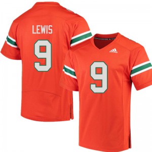 Mens Malcolm Lewis Orange University of Miami #9 Stitched Jerseys