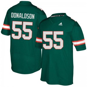Men Navaughn Donaldson Green Miami Hurricanes #55 Stitched Jerseys