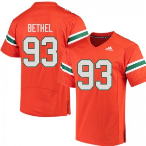 Men's Pat Bethel Orange Miami Hurricanes #93 Football Jerseys