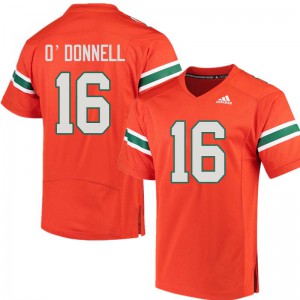 Men's Pat O'Donnell Orange Miami Hurricanes #16 Stitch Jerseys