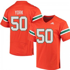 Men Sam York Orange University of Miami #50 Stitch Jersey