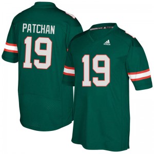 Mens Scott Patchan Green Miami Hurricanes #19 Embroidery Jerseys