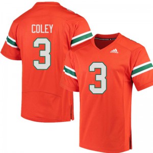 Men Stacy Coley Orange University of Miami #3 College Jerseys