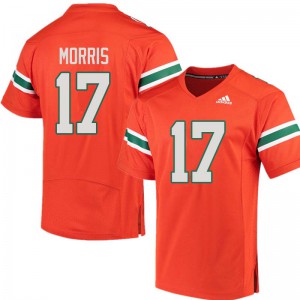 Mens Stephen Morris Orange Miami Hurricanes #17 Embroidery Jerseys