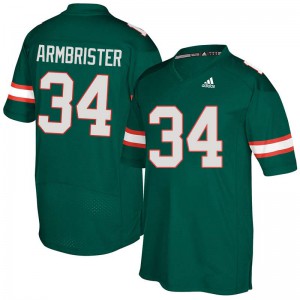 Mens Thurston Armbrister Green Miami #34 High School Jerseys