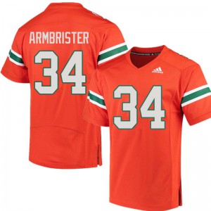 Men Thurston Armbrister Orange Miami #34 NCAA Jerseys