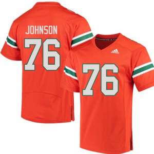 Mens Tre Johnson Orange University of Miami #76 Stitch Jersey