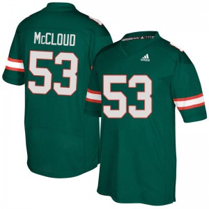 Mens Zach McCloud Green Miami Hurricanes #53 Official Jersey