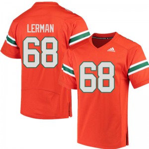 Mens Zachary Lerman Orange Miami Hurricanes #68 Football Jerseys