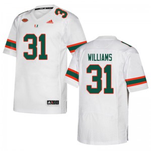 Men's Avantae Williams White Miami #31 Football Jerseys