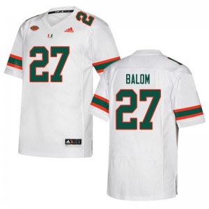 Men Brian Balom White Miami #27 Stitch Jersey